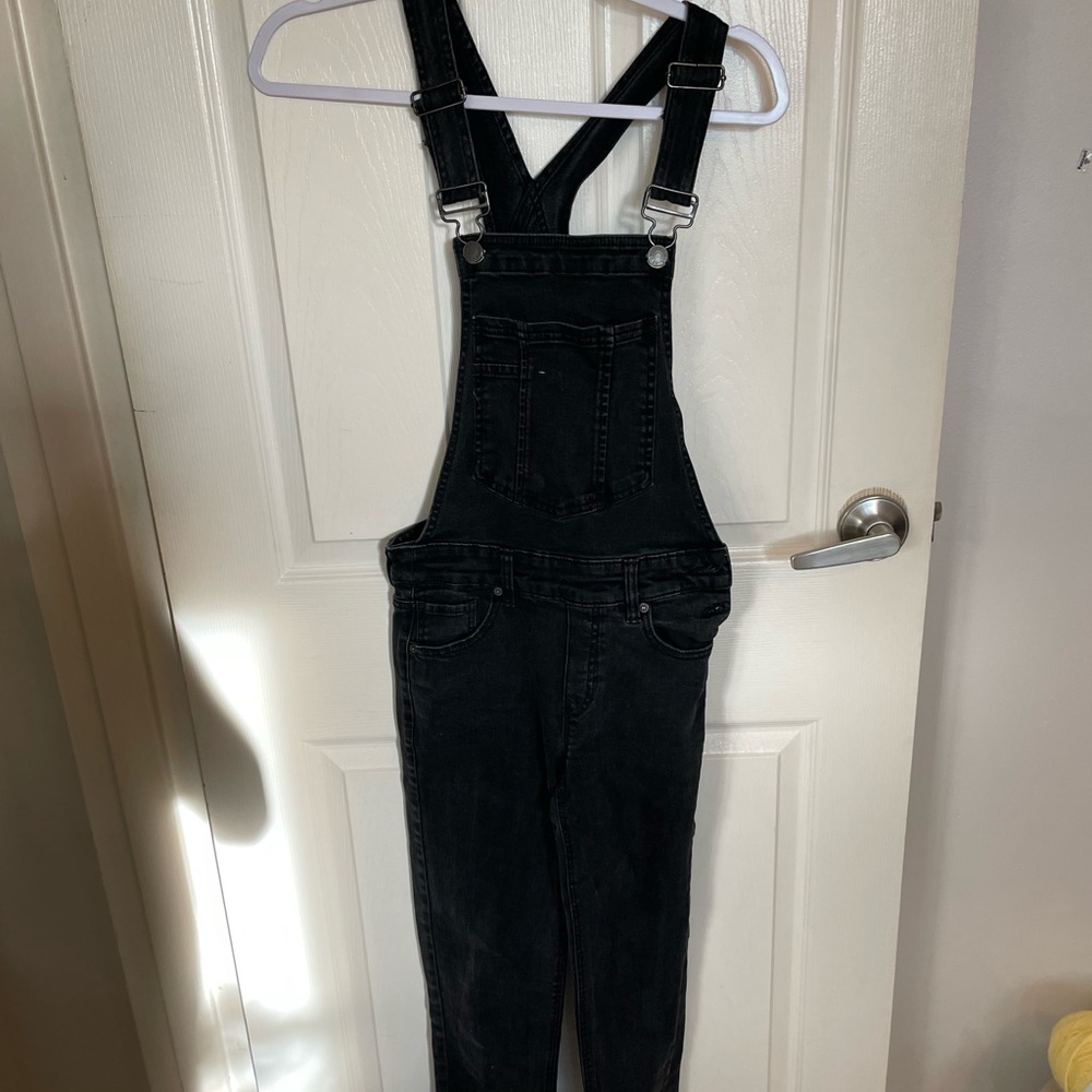 Black Denim long Overalls